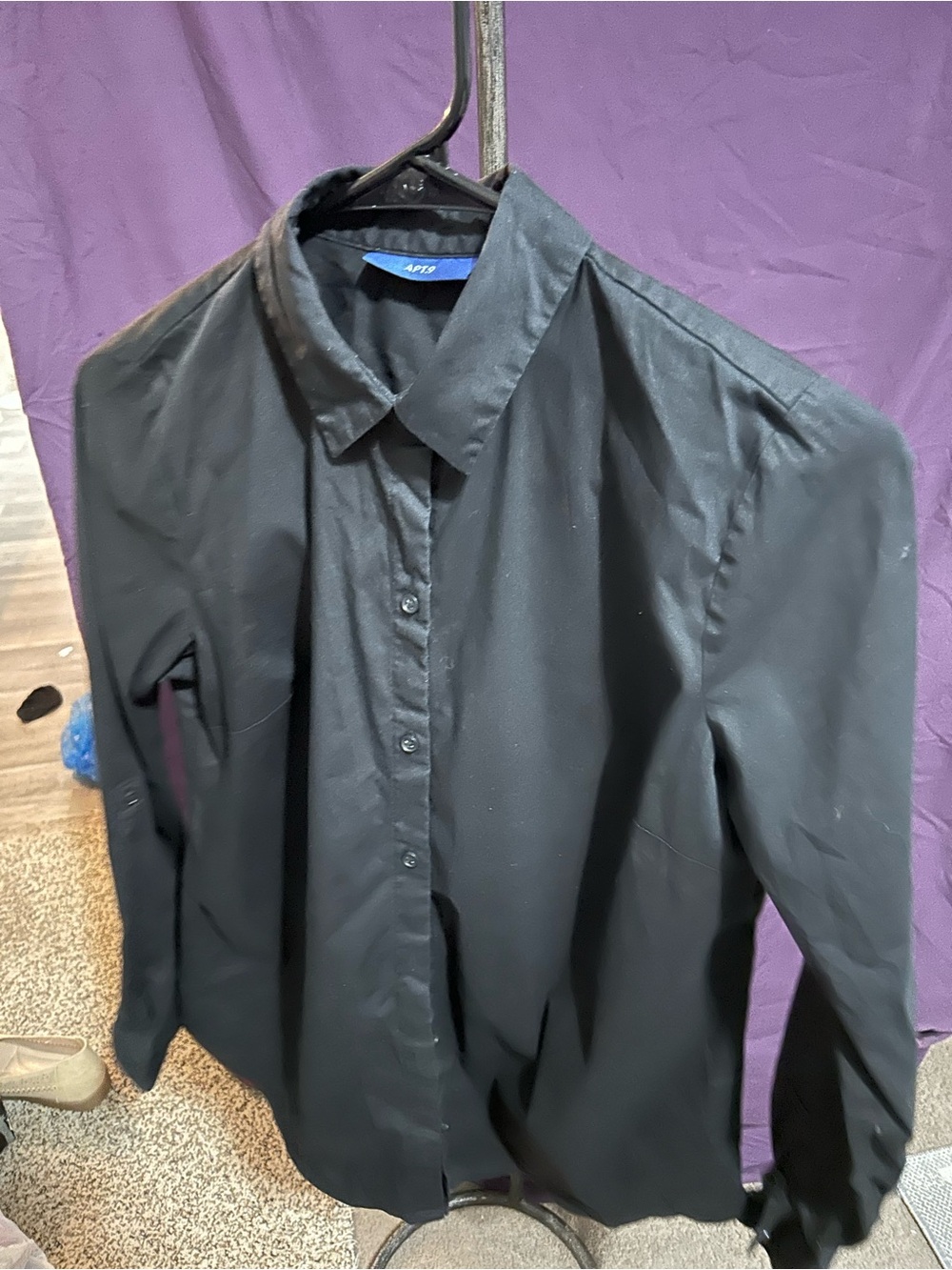 Apt. 9 Black Long-Sleeve Button-Down Dress Shirt